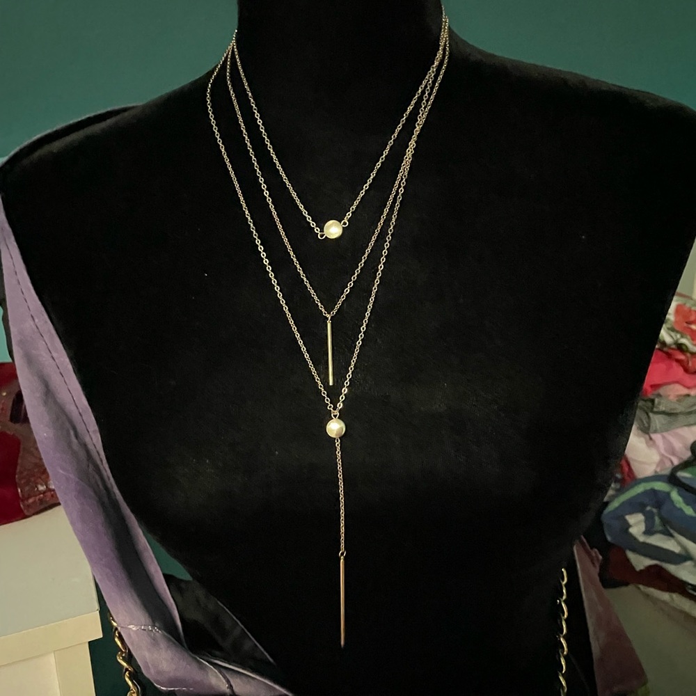 Three tiered gold necklace (gold plated)